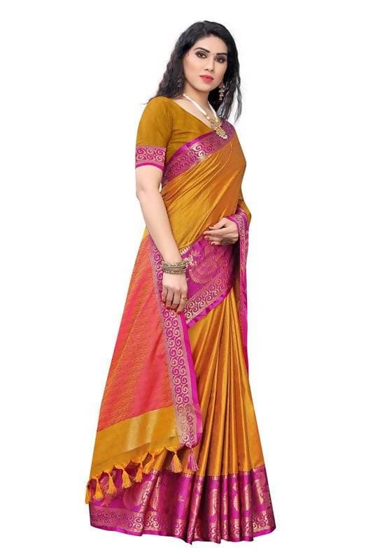 Vamika Banarasi Jacquard Weaving Mustard Saree (DHONI MUSTARD) | Swadesiicart