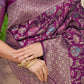 Jyoti Fashion Women's Wine Kanjivaram Silk Zari Woven Saree with Blouse | Swadesiicart