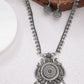 NVR Women's Silver-Toned Peacock Design Oxidized Necklace with Jhumka Earrings - NR Retail-NVR