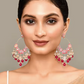 New Stylish Ethnic Partywear Pink Hoops Kundan Earrings for Womens by House of Ree | Swadesiicart