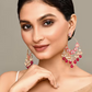 New Stylish Ethnic Partywear Pink Hoops Kundan Earrings for Womens by House of Ree | Swadesiicart