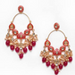 New Stylish Ethnic Partywear Pink Hoops Kundan Earrings for Womens by House of Ree | Swadesiicart