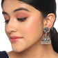 Yellow Chimes Silver-Plated Kolhapuri Peacock Design Jhumkas Earrings | Swadesiicart