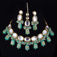 Tehzeeb Creations Back Meenakari Gold-Polished Tika Earring Jewellery Set Uncut Kundan Big Faux Kundan Dibbi Kundan Choker Necklace Set | Swadesiicart