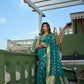 Vardha Teal Blue Golden Zari Banarasi Organza Saree | Swadesiicart