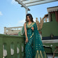 Vardha Teal Blue Golden Zari Banarasi Organza Saree | Swadesiicart