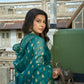 Vardha Teal Blue Golden Zari Banarasi Organza Saree | Swadesiicart