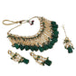 Tehzeeb Creations Back Meenakari Gold-Polished Green Color Square Shape Tika Earring Jewellery Set Uncut Kundan Big Faux Kundan Dibbi Kundan Choker Necklace Set | Swadesiicart