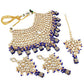 Tehzeeb Creations Traditional Gold-Polished Designer Blue Color Dulhan Choker Kundan Bridal Set | Swadesiicart