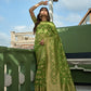 Vardha Lime Green Golden Zari Banarasi Organza Saree | Swadesiicart