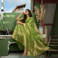 Vardha Lime Green Golden Zari Banarasi Organza Saree | Swadesiicart