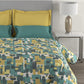 MYTRIDENT Yellow Green Printed Cotton 144 TC Queen Bedsheet With 2 Pillow Covers - Swadesiicart