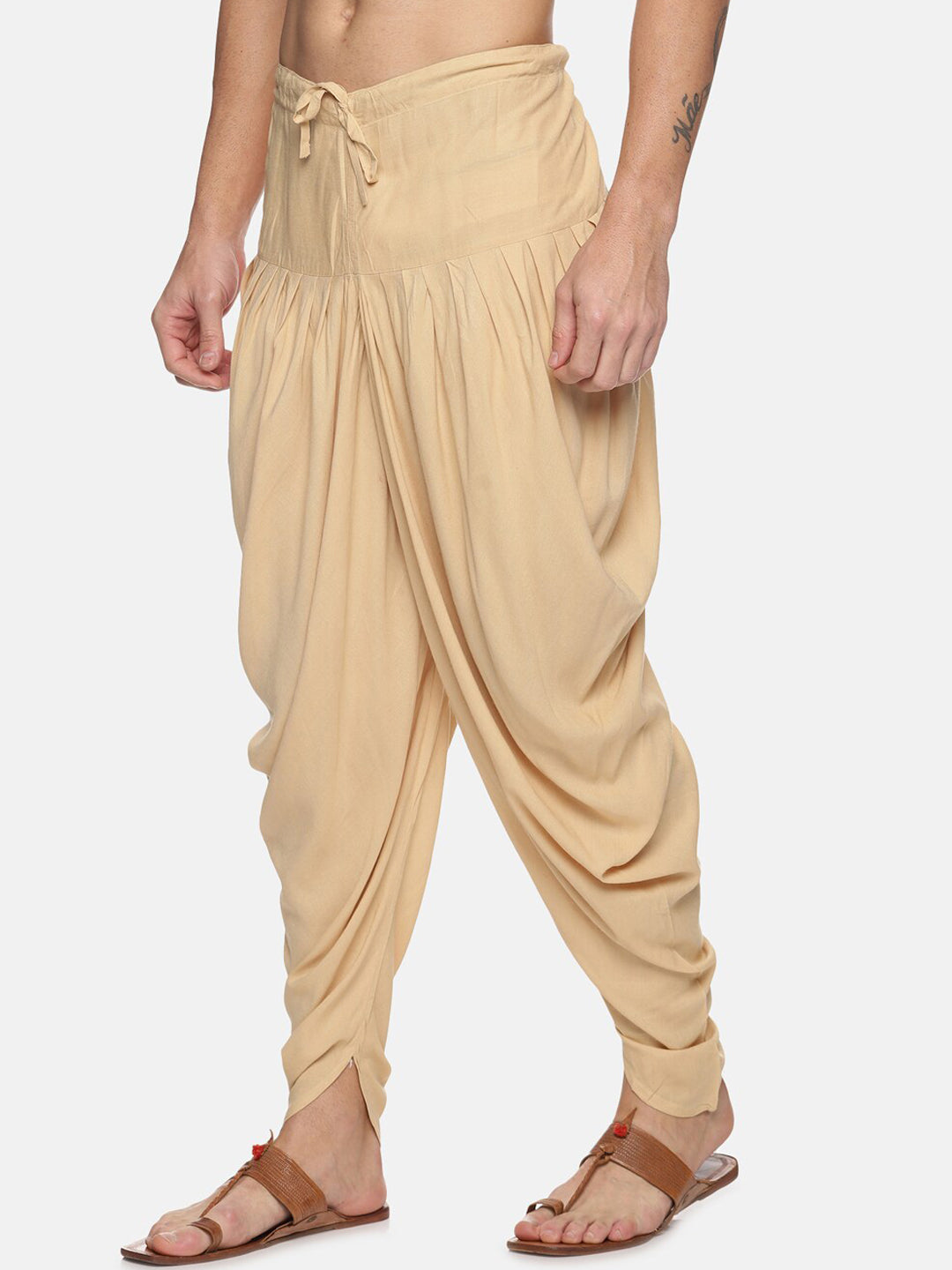 Sethukrishna Men Beige Solid Dhoti Pant | Swadesiicart