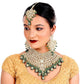 Tehzeeb Creations Traditional Gold-Polished Designer Blue Color Dulhan Choker Kundan Bridal Set | Swadesiicart