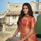 Vardha Tangerine Orange Golden Zari Banarasi Organza Saree | Swadesiicart