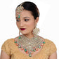 Tehzeeb Creations Traditional Gold-Polished Designer Blue Color Dulhan Choker Kundan Bridal Set | Swadesiicart