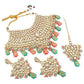Tehzeeb Creations Traditional Gold-Polished Designer Blue Color Dulhan Choker Kundan Bridal Set | Swadesiicart