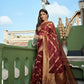 Vardha Ruby Red Golden Zari Banarasi Organza Saree | Swadesiicart