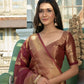 Vardha Ruby Red Golden Zari Banarasi Organza Saree | Swadesiicart