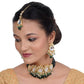 Tehzeeb Creations Back Meenakari Gold-Polished Tika Earring Jewellery Set Uncut Kundan Big Faux Kundan Dibbi Kundan Choker Necklace Set | Swadesiicart