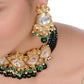 Tehzeeb Creations Back Meenakari Gold-Polished Tika Earring Jewellery Set Uncut Kundan Big Faux Kundan Dibbi Kundan Choker Necklace Set | Swadesiicart