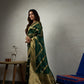 Vardha Emerald Green Golden Zari Banarasi Organza Saree | Swadesiicart