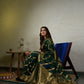 Vardha Emerald Green Golden Zari Banarasi Organza Saree | Swadesiicart