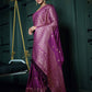 Vardha Byzantium Purple Golden Zari Banarasi Silk Saree | Swadesiicart