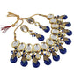 Tehzeeb Creations Back Meenakari Gold-Polished Tika Earring Jewellery Set Uncut Kundan Big Faux Kundan Dibbi Kundan Choker Necklace Set | Swadesiicart