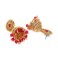 Shining Diva Gold-Polished Pink Dome Shaped Jhumkas | Swadesiicart