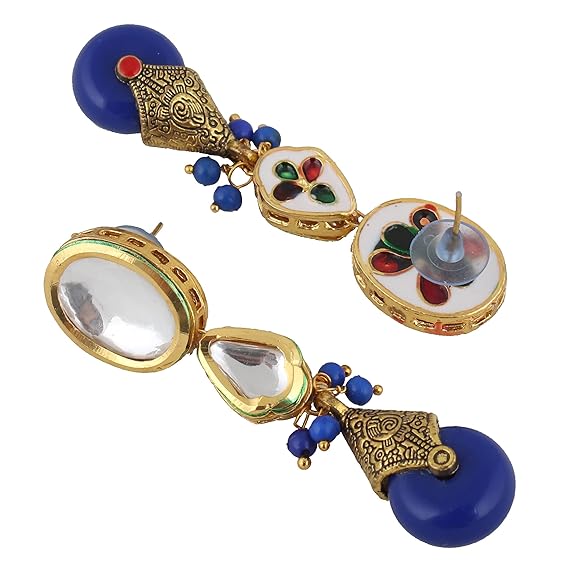 Tehzeeb Creations Back Meenakari Gold-Polished Tika Earring Jewellery Set Uncut Kundan Big Faux Kundan Dibbi Kundan Choker Necklace Set | Swadesiicart