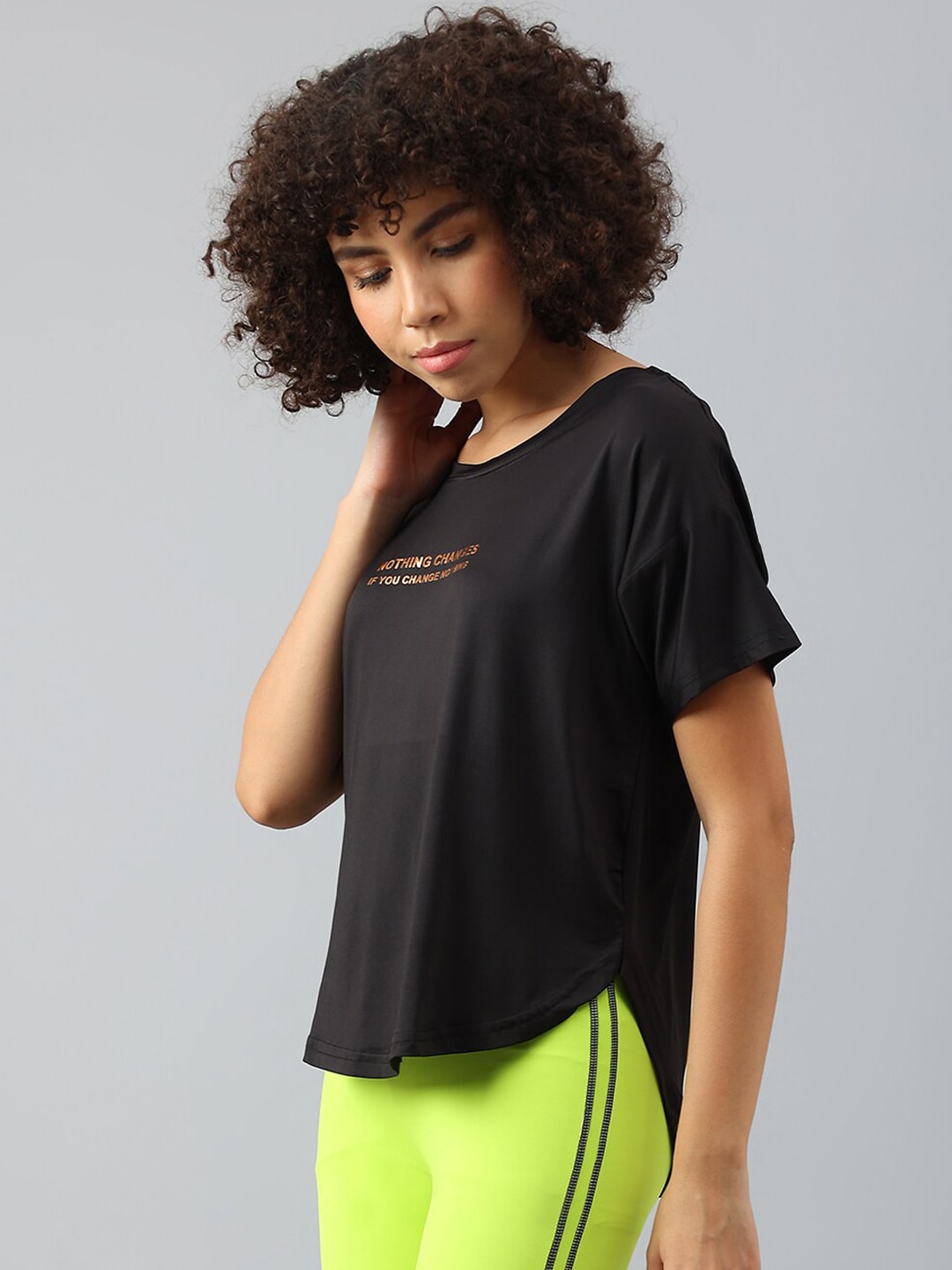 MKH Women Typography Printed Dri-FIT Sports T-shirt - Swadesiicart
