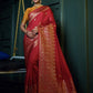 Vardha Crimson Red Golden Zari Banarasi Silk Saree | Swadesiicart