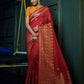 Vardha Crimson Red Golden Zari Banarasi Silk Saree | Swadesiicart