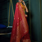 Vardha Crimson Red Golden Zari Banarasi Silk Saree | Swadesiicart