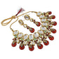 Tehzeeb Creations Back Meenakari Gold-Polished Tika Earring Jewellery Set Uncut Kundan Big Faux Kundan Dibbi Kundan Choker Necklace Set | Swadesiicart
