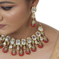 Tehzeeb Creations Back Meenakari Gold-Polished Tika Earring Jewellery Set Uncut Kundan Big Faux Kundan Dibbi Kundan Choker Necklace Set | Swadesiicart