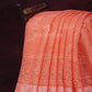 Mix of Peach and Orange Block Printed Semi Chanderi Saree By Gayathri Reddy Designer Studio | Swadesiicart