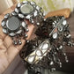 Tehzeeb Creations Women's Black Colour Oxidised Earrings | Swadesiicart