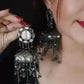 Tehzeeb Creations Women's Black Colour Oxidised Earrings | Swadesiicart