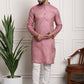 Sojanya Men Pink Ethnic Motifs Kurta with Pyjamas & Nehru Jacket | Swadesiicart