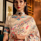 Mitera Cream-Coloured & Pink Woven Design Silk Blend Banarasi Saree | Swadesiicart