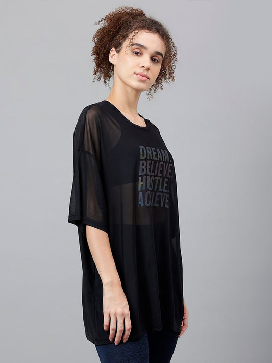 MKH Dri-FIT Typography Printed Drop Shoulder Sleeves Relaxed Fit Sports T-shirt - Swadesiicart