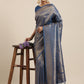 Saree Mall Navy Blue Ethnic Motifs Zari Silk Blend Banarasi Saree | Swadesiicart