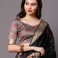 Mitera Black & Red Ethnic Motifs Silk Cotton Banarasi Saree | Swadesiicart