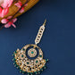 Yellow Chimes Gold-Polished White & Green Kundan-Studded & Beaded Maang Tikka | Swadesiicart