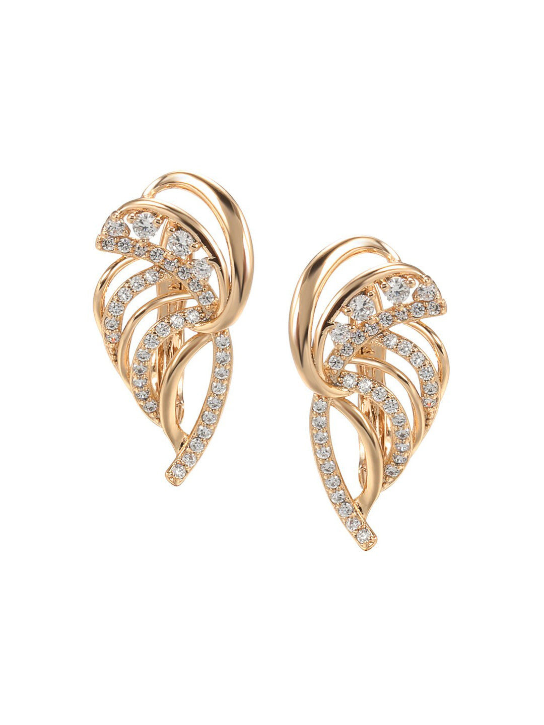 Shining Diva Gold-Polished Rose Zircon Earrings - Swadesiicart