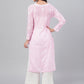 ADA Women Pink & White Chikankari Hand Embroidered Straight Sustainable Handloom Kurta | Swadesiicart