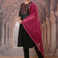 Vishudh Black Yoke Design Thread Work Kurta with Trouser & Dupatta - Swadesiicart