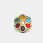 Ruby Raang Gold Polished Multi-Color Navratan Cocktail Ring | Swadesiicart
